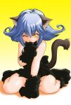  :3 amber_eyes blue_hair dress gloves moe nekomimi short_hair 