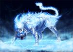 blue_fire cat fire glowing glowing_eyes highres magic_circle original tiger ytishie 