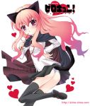  black_legwear blue_panties blush cape cat_ears flat_chest loli long_hair louise_francoise_le_blanc_de_la_valliere nagisawa_yuu nekomimi panties pettanko pink_eyes pink_hair striped striped_panties stripes tail thigh_highs thighhighs underwear white_shirt zero_no_tsukaima zerokyun 