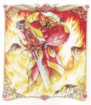  90s clamp fire fox magic_knight_rayearth mashin mecha rayearth shidou_hikaru size_difference sword weapon 