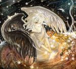  angel bad_id bakura_ryou bibinko change_of_heart dark demon light ryou_bakura water white_hair wings yu-gi-oh! yuu-gi-ou yuu-gi-ou_duel_monsters 