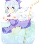  1girl blue_hair cirno cup drinking_straw nayuta_(scarlet-noize) solo touhou 