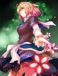  blonde_hair danmaku foreshortening gradient_hair green_eyes half_updo hands highres kinsenka mizuhashi_parsee multicolored_hair perspective pointy_ears profile short_hair skirt touhou 