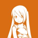  bad_id face high_contrast lowres monochrome orange_(color) orange_background original twintails vl 