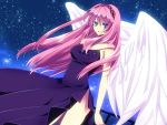  angel_wings bad_id breasts cleavage dress long_hair megurine_luka pink_hair side_slit solo soraruru thighs vocaloid wings yui_tooru 