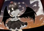  black_wings brown_hair hat looking_back red_eyes shameimaru_aya shirayuki_mutsumi short_hair skirt tokin_hat touhou wings 