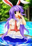  bad_id bunny_ears highres long_hair mosho mouth_hold necktie popsicle purple_hair rabbit_ears red_eyes reisen_udongein_inaba touhou 