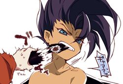  black_hair blue_eyes dark_skin eating fang feeding houshin_engi ki_hatsu lowres makizushi male_focus pointy_ears raishinshi shirtless sushi utsugi_(skydream) wings 