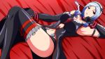  aokura_shou arm_up armpits bare_shoulders black_gloves black_legwear breasts eas elbow_gloves fresh_precure! gloves hairband highres long_hair looking_at_viewer parted_lips precure red_eyes silver_hair thigh-highs thighs 