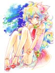  +_+ 1girl armlet bracelet english flower hair_flower hair_ornament jewelry long_hair multicolored_hair nia_teppelin skirt smile solo tegaki tengen_toppa_gurren_lagann two-tone_hair wnwno 