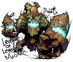 artist_name blue_eyes character_name copyright_name glowing glowing_eyes glowing_mouth league_of_legends looking_at_viewer maokai open_mouth sido_(slipknot) simple_background solo white_background 