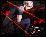  1boy blonde_hair chiya_(sere1) gun handgun holster las_plagas leon_s_kennedy resident_evil resident_evil_4 solo thigh_holster weapon 