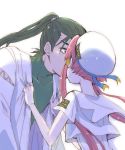  1boy 1girl aria green_eyes green_hair hat izumo_akatsuki kagura_(anomalo-anima) kiss long_hair mizunashi_akari payot pink_hair ponytail uniform 
