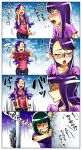  1boy 3girls 4koma comic dark_precure heartcatch_precure! highres kurumi_momoka long_hair multiple_girls precure professor_sabaku short_hair tagme translation_request tsukikage_yuri yamashiro_yoshifumi 