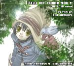  1boy artist_name bird black_hair final_fantasy final_fantasy_ix hat hirokazu_ryou lowres name_tag personification smile solo thank_you vivi_ornitier yellow_eyes 