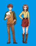  1boy 1girl bag belt brown_hair digimon digimon_adventure_02 female izumi_koushirou jewelry long_hair male mimxxpk necklace short_hair skirt tachikawa_mimi 