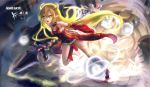  1girl bare_shoulders blonde_hair detached_sleeves dungeon_and_fighter highres horns long_hair wangchuan_de_quanyan weapon yellow_eyes 