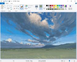  art_program_in_frame blurry christian_young cloud_focus clouds cloudy_sky commentary day depth_of_field grass landscape microsoft_paint_(medium) microsoft_paint_(software) mountainous_horizon no_humans original outdoors painterly plain scenery screenshot sky 