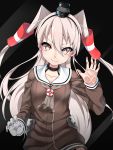  1girl 3: against_glass amatsukaze_(kantai_collection) brown_eyes choker hair_tubes hairband highres kantai_collection long_hair looking_at_viewer megalateo school_uniform serafuku silver_hair solo two_side_up 