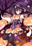  absurdres animal_ears black_hair cat_ears elbow_gloves facial_mark ghost gloves halloween hat highres jack-o&#039;-lantern nugi_(armenci) original personification red_eyes short_hair tail witch_hat 