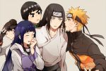  2girls 3boys black_hair blonde_hair closed_eyes forehead_protector hyuuga_hinata hyuuga_neji kkkkt laughing long_hair multiple_boys multiple_girls naruto naruto_shippuuden rock_lee smile sweatdrop tenten uzumaki_naruto whispering 