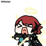  &gt;_&lt; 1girl animated_gif arknights exusiai_(arknights) firing halo kriss_vector open_mouth seseren 