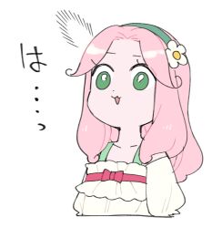  ... 1girl ^^^ blank_stare chibi flower green_eyes hairband hanami_kotoha hayashi_(kanzume) long_hair mahou_girls_precure! pink_hair precure shirt simple_background solo white_background white_shirt 