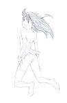  1girl long_hair monochrome original panties sketch solo thigh-highs traditional_media underwear yoshitomi_akihito 