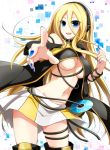  1girl blonde_hair blue_eyes breasts lily_(vocaloid) long_hair red-eyes_macadamiachoco solo under_boob vocaloid 