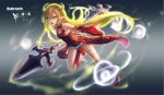  1girl bare_shoulders blonde_hair detached_sleeves dungeon_and_fighter highres horns long_hair pointy_ears wangchuan_de_quanyan weapon yellow_eyes 