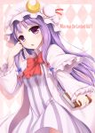  1girl book crescent hat highres patchouli_knowledge purple_hair tokugawa_landine touhou violet_eyes 