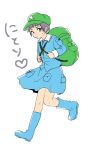  1boy backpack bag boots cosplay crossdressinging free! grey_hair hat kawashiro_nitori kawashiro_nitori_(cosplay) namesake nitori_aiichirou short_hair skirt sweatdrop touhou 