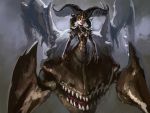  1girl absurdres brown_eyes claws extra_mouth full_body highres horns magic:_the_gathering monster_girl multiple_legs robert_knight sharp_teeth sheoldred_whispering_one solo spikes 