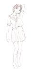  1girl monochrome original school_uniform sketch socks solo traditional_media yoshitomi_akihito 