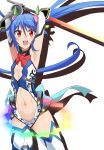  1girl blue_hair cosplay evandragon highres hinanawi_tenshi ore_twintail_ni_narimasu parody red_eyes solo sword_of_hisou tail_blue touhou twintails 
