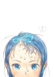  ? blue_eyes blue_hair branch_(blackrabbits) forehead head_out_of_frame kantai_collection long_hair looking_at_viewer messy_hair peeking samidare_(kantai_collection) sweat 
