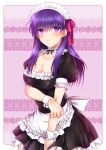  blush breasts cleavage fate/stay_night fate/zero fate_(series) hair_ribbon long_hair looking_at_viewer maid maid_headdress matou_sakura purple_hair ribbon shiny shiny_clothes solo tears ty_1865 violet_eyes wrist_cuffs 