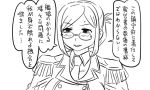  1girl blush comic epaulettes folded_ponytail glasses kantai_collection katori_(kantai_collection) looking_at_viewer monochrome sketch solo sweat tonda translation_request 