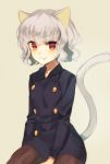  1girl :3 animal_ears cat_ears cat_tail fang hunter_x_hunter looking_at_viewer midorikawa_you nefelpitou red_eyes short_hair simple_background solo tail 
