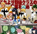  book chalkboard chappa_(kaetodo) classroom gamagoori_ira inumuta_houka jakuzure_nonon junketsu kill_la_kill kiryuuin_satsuki mikisugi_aikurou sanageyama_uzu school_desk teacher translation_request uniform 