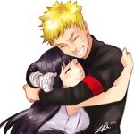  1boy 1girl black_hair blonde_hair closed_eyes couple grin hetero hug hyuuga_hinata littleartistgirl long_hair naruto naruto:_the_last smile uzumaki_naruto 