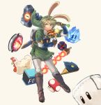  animal_ears bird biting blonde_hair blue_eyes bottle chicken club cucco gloves hat ice ice_climber kid_icarus kirby_(series) link mushroom nikayu nintendo pointy_ears rabbit_ears sandbag_(smash_bros) shield staff super_mario_bros. super_smash_bros. sword the_legend_of_zelda twilight_princess weapon 