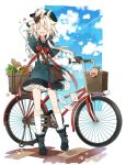  1girl ^_^ bicycle closed_eyes goat_ears goat_horns hat letter light_brown_hair looking_at_viewer nana_kusun open_mouth original short_hair smile solo 