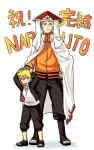  2boys blonde_hair blue_eyes engiyoshi father_and_son hat jewelry multiple_boys naruto pendant petting smile translation_request uzumaki_boruto uzumaki_naruto 