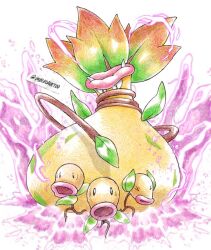 acid bellsprout black_eyes closed_eyes closed_mouth colored_skin fangs full_body imbigdavetoo leaf lips mega_pokemon mega_victreebel no_humans open_mouth pink_lips plant plant_monster poison pokemon pokemon_(creature) pokemon_focus pokemon_legends:_z-a victreebel vines yellow_skin