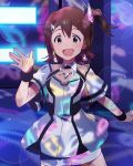  brown_eyes brown_hair happy idolmaster idolmaster_million_live! jewelry kasuga_mirai lights short_hair side_ponytail 