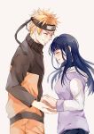  1boy 1girl blonde_hair blue_hair closed_eyes couple forehead_protector grin hetero hyuuga_hinata long_hair naruto naruto_shippuuden short_hair smile uzumaki_naruto wusagi 