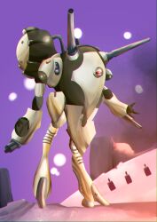  absurdres alien arm_cannon cable commentary_request energy_cannon explosion highres lupin_the_3rd_and_zumi machinery macross macross_delta mecha mecha_focus no_humans one-eyed realistic redesign regult robot science_fiction space spacecraft walker_(robot) weapon zentradi 