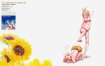  all_fours angry barefoot bikini blonde_hair brother_and_sister closed_eyes covering_head feet flower hair_ornament hair_ribbon hairclip highres kagamine_len kagamine_rin mixed_media navel open_mouth revision ribbon short_hair siblings soles sunflower swimsuit toenail_polish toenails toes traditional_media translated twins vocaloid watercolor_(medium) wokada 