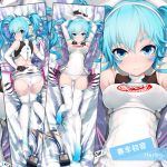  1girl aixioo arms_up ass blue_eyes blue_hair boots dakimakura elbow_gloves gloves goodsmile_company goodsmile_racing hatsune_miku headphones high_heels leotard long_hair looking_at_viewer racequeen smile solo thigh-highs thigh_boots twintails vocaloid 
